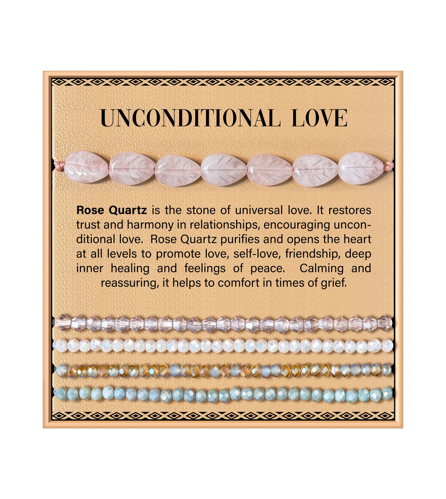 Leaf Stone Bracelet - Rose Quartz