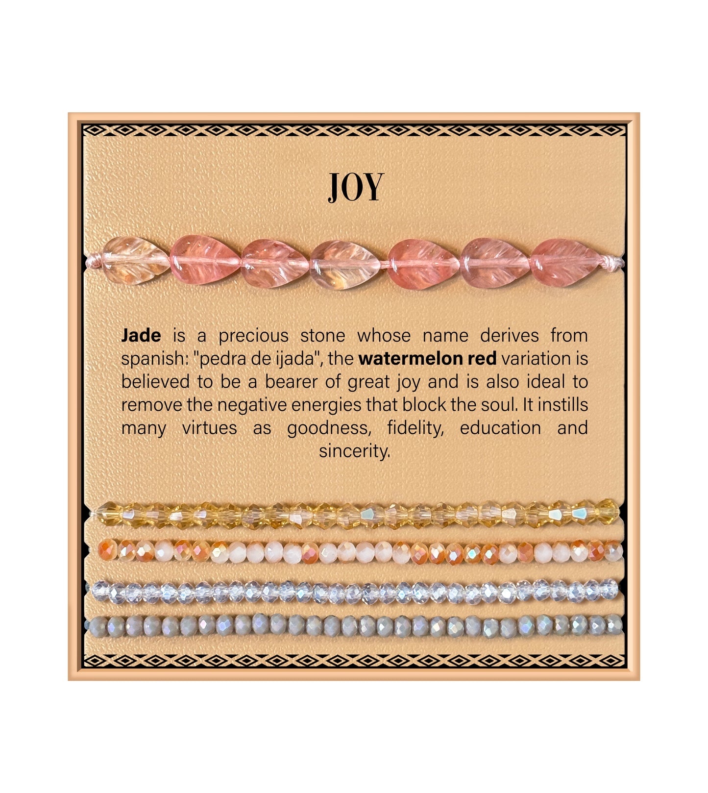 Leaf Stone Bracelet - Watermelon Red Jade