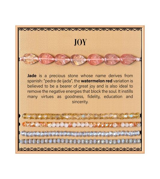 Bracelet en pierre feuille - Jade rouge pastèque