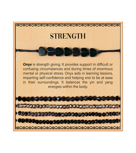 Bracelet en pierre de cœur - Onyx