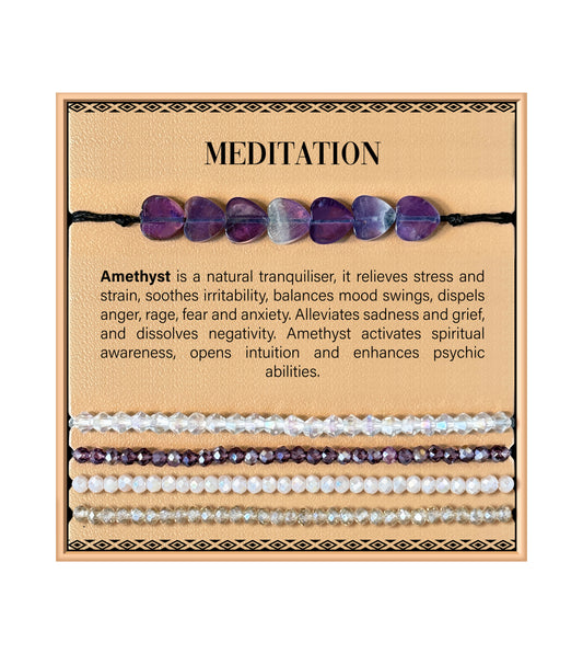 Bracelet en pierre de cœur - Améthyste