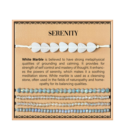 Bracelet en pierre de cœur - Marbre blanc