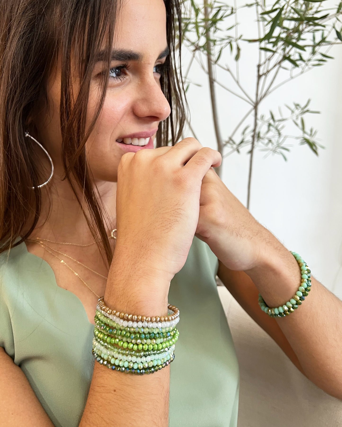 Crystal Bracelet - Forest Green