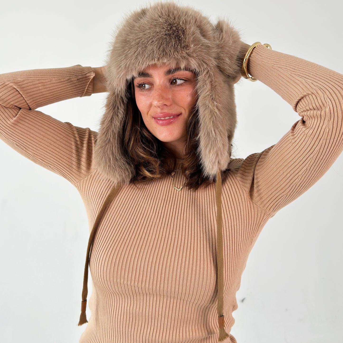 Faux Fur Trapper Hat - Teddy Bear Brown