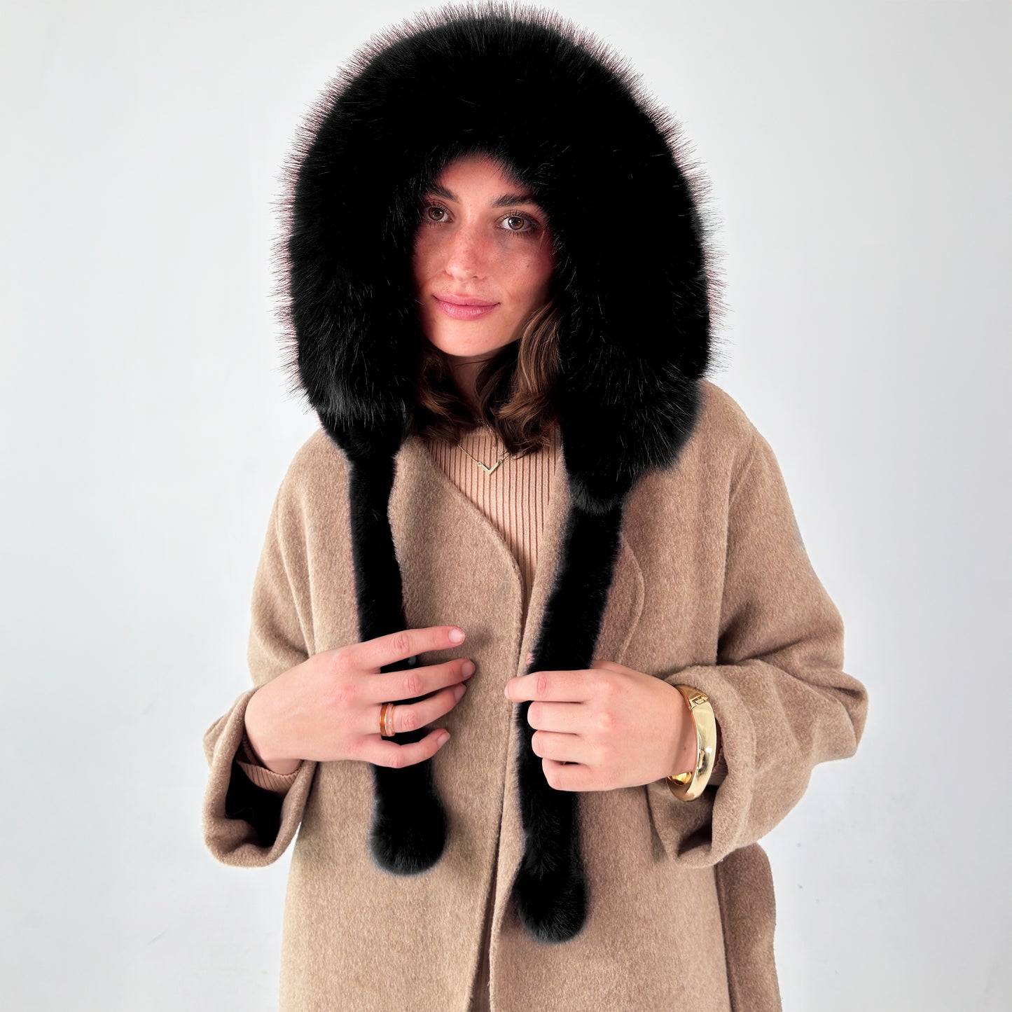 Faux Fur Winter Hat - Black