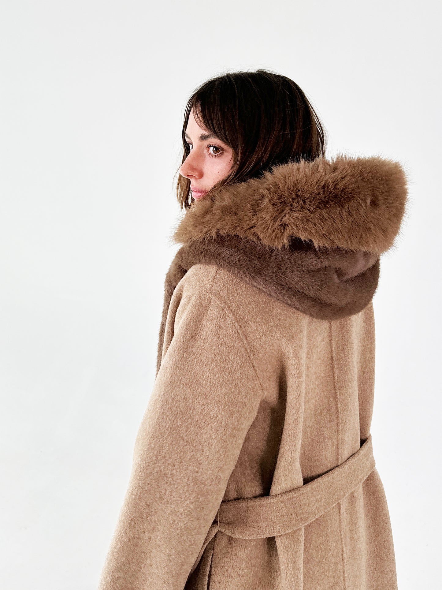 Faux Fur Winter Hat - Dark Clove Brown