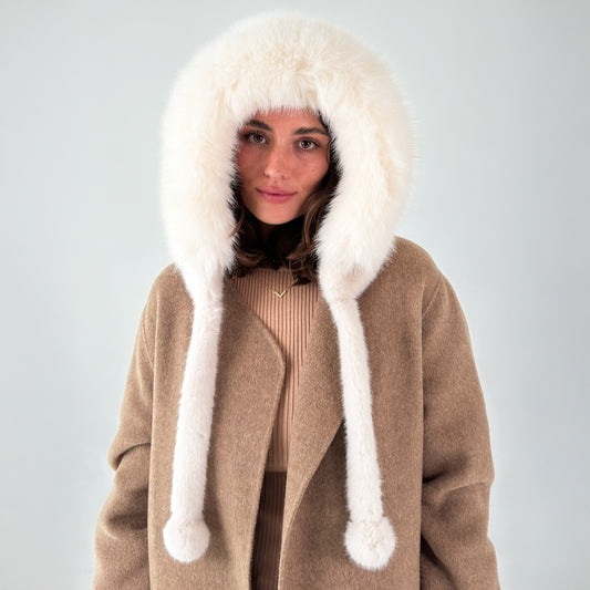 Faux Fur Winter Hat - Ivory White