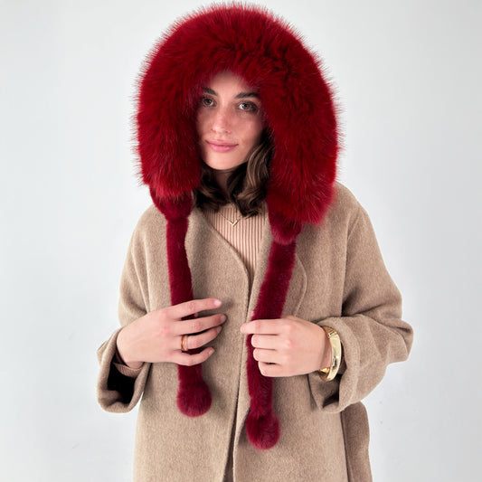 Faux Fur Winter Hat - Santa Red