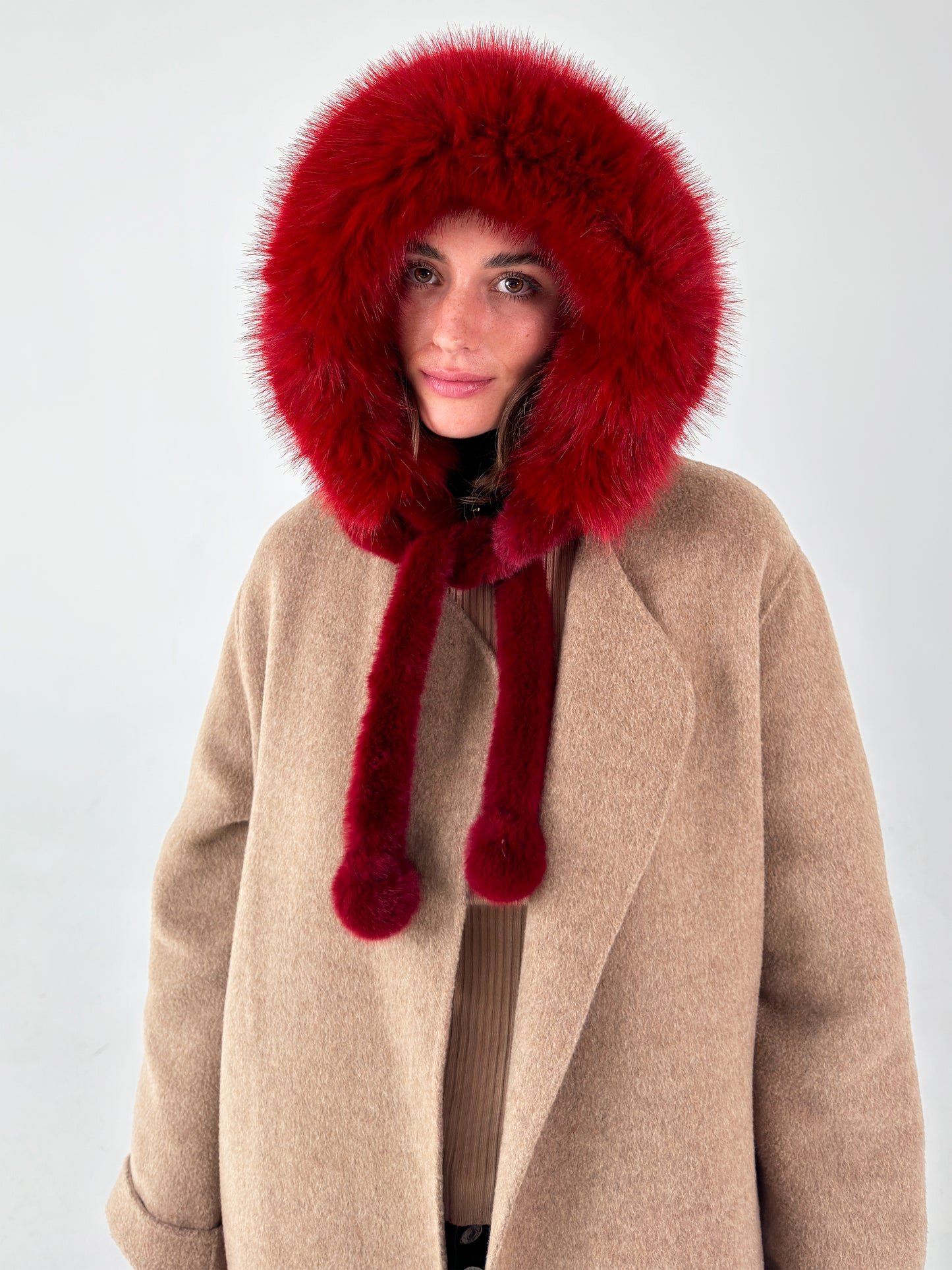 Bonnet d'hiver en fausse fourrure - Rouge Père Noël
