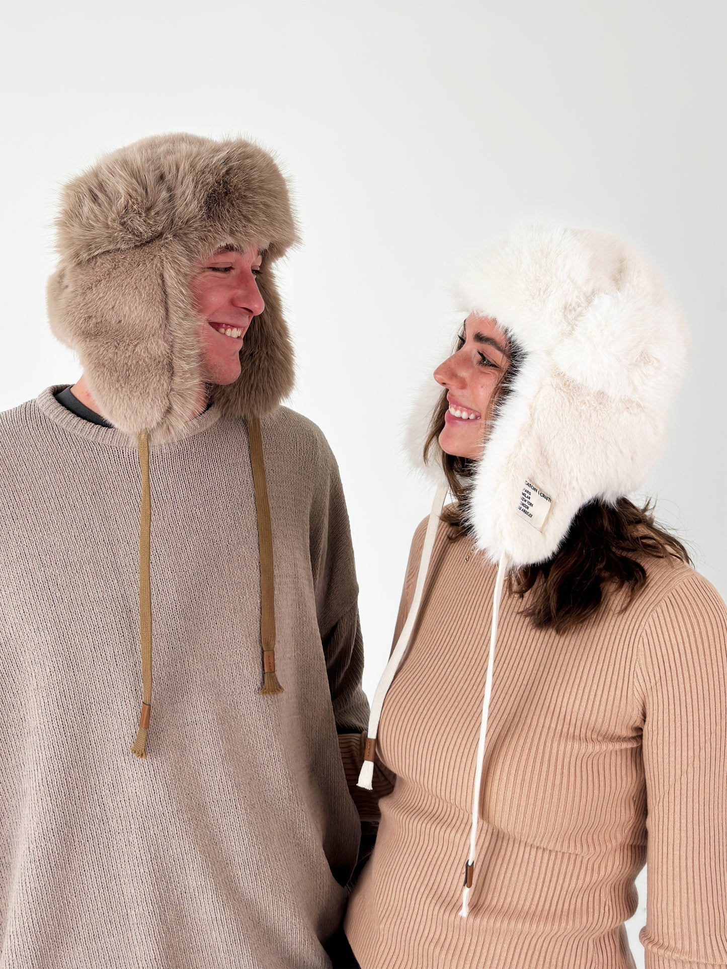 Faux Fur Trapper Hat - Ivory White