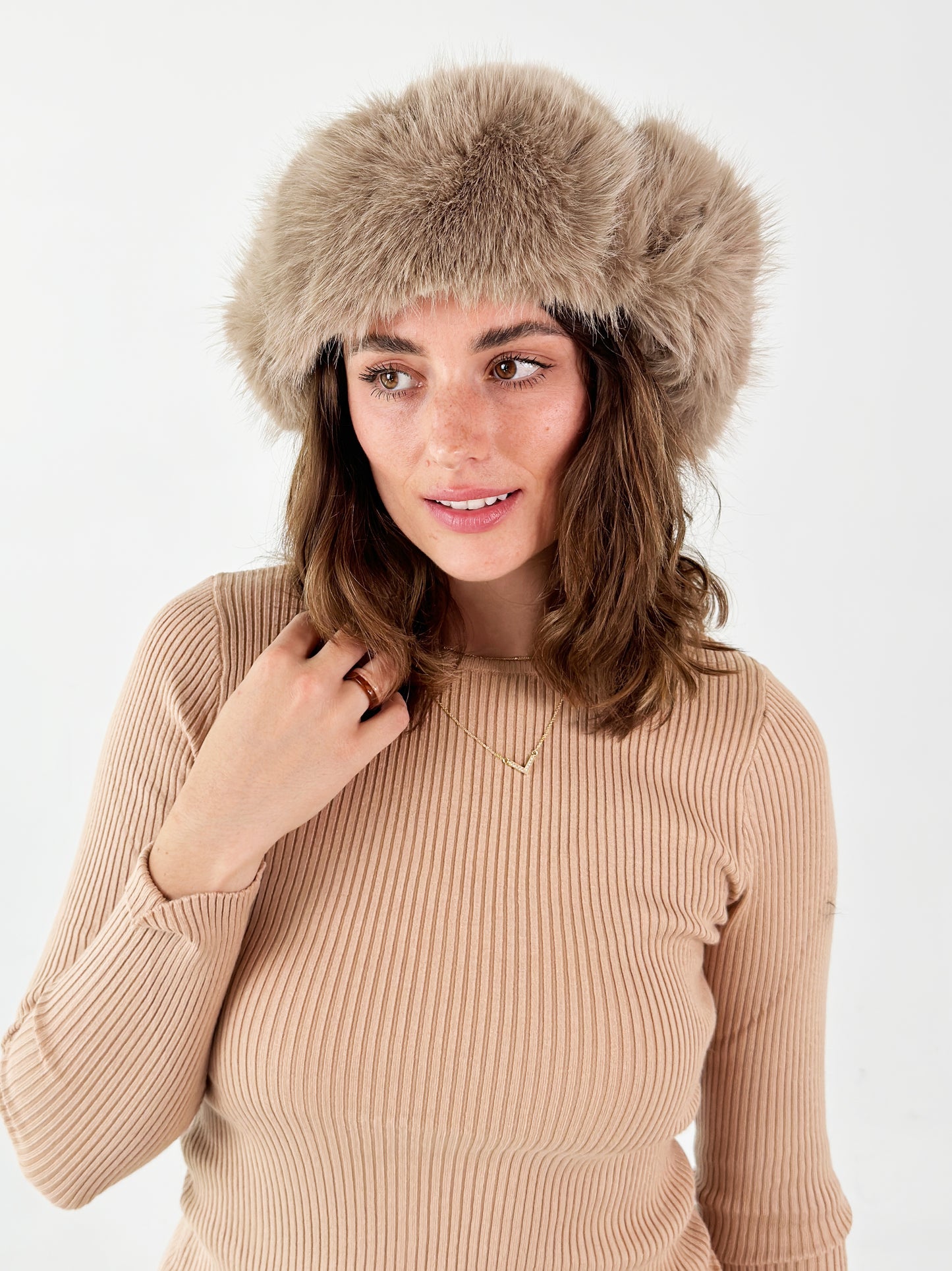 Faux Fur Trapper Hat - Teddy Bear Brown