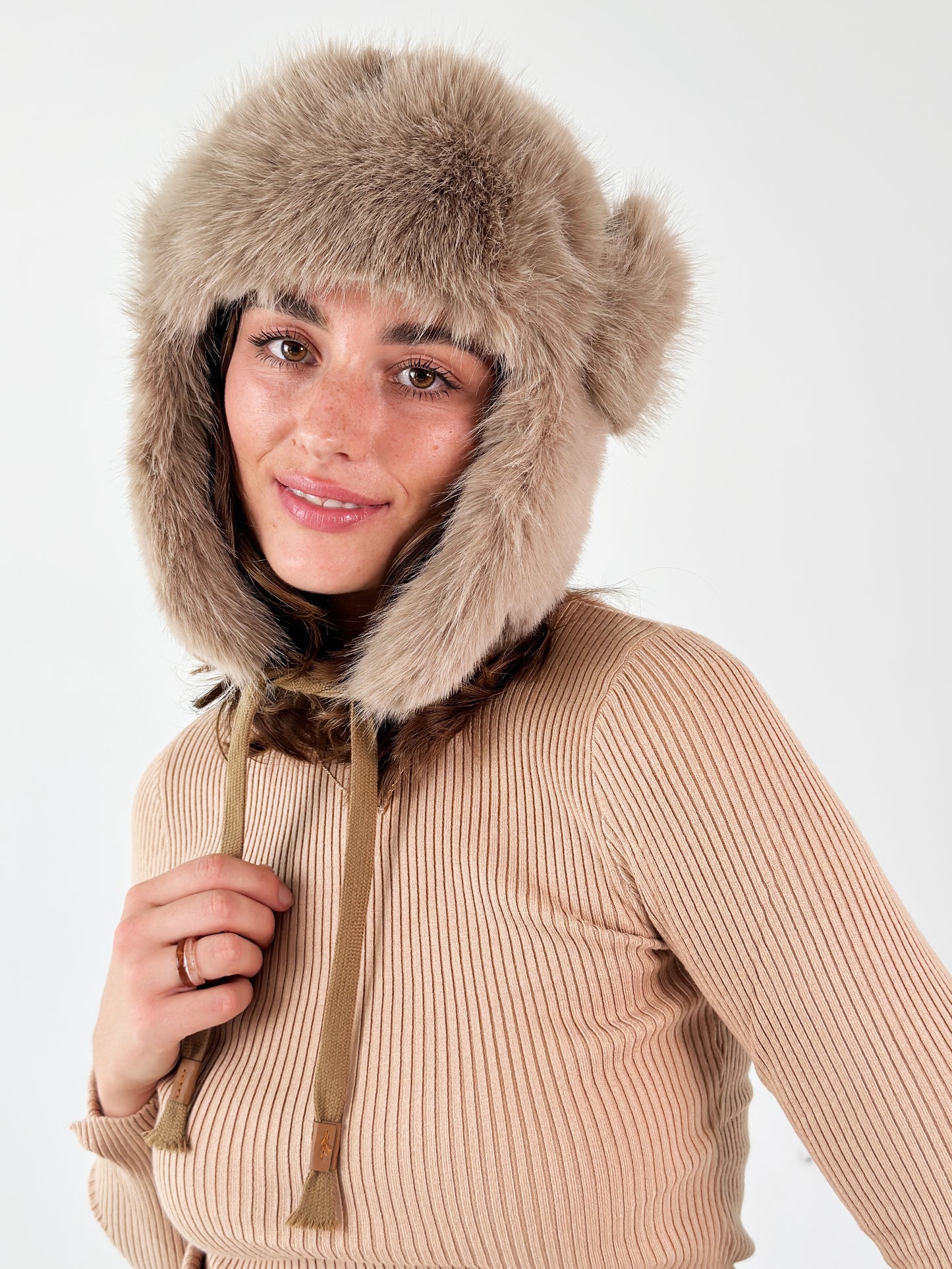 Faux Fur Trapper Hat - Teddy Bear Brown