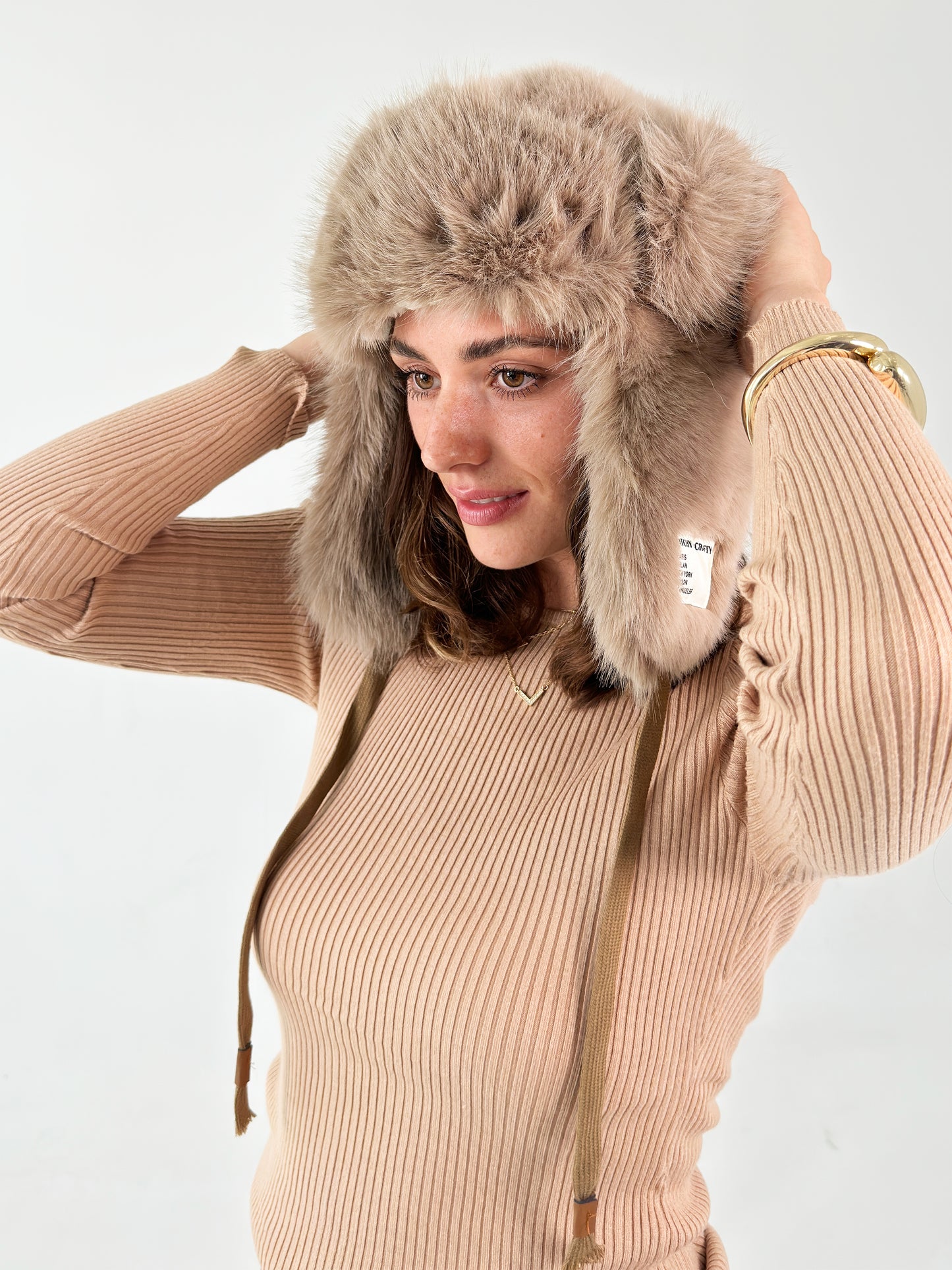 Faux Fur Trapper Hat - Teddy Bear Brown