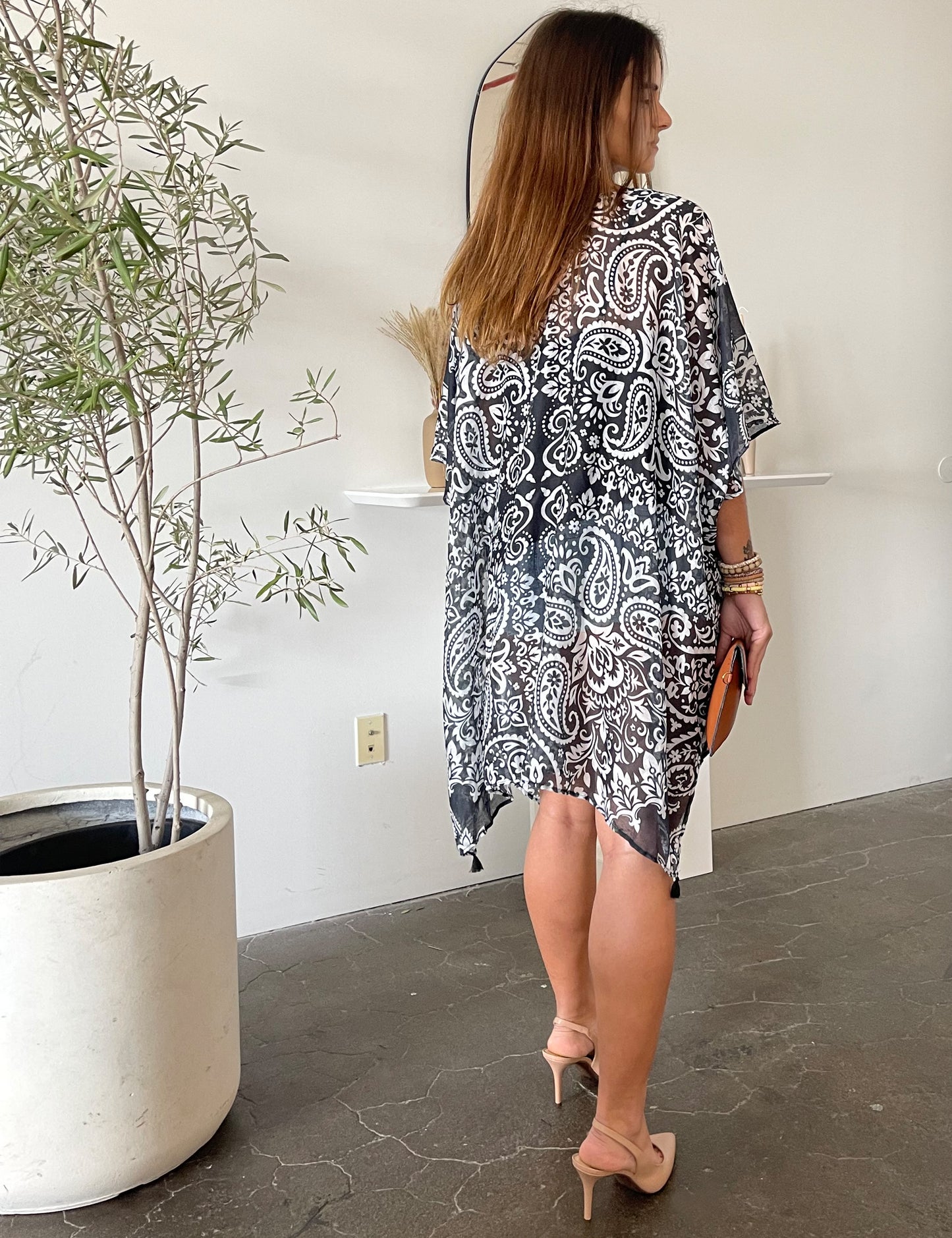 Boho Kimono- Black Paisley
