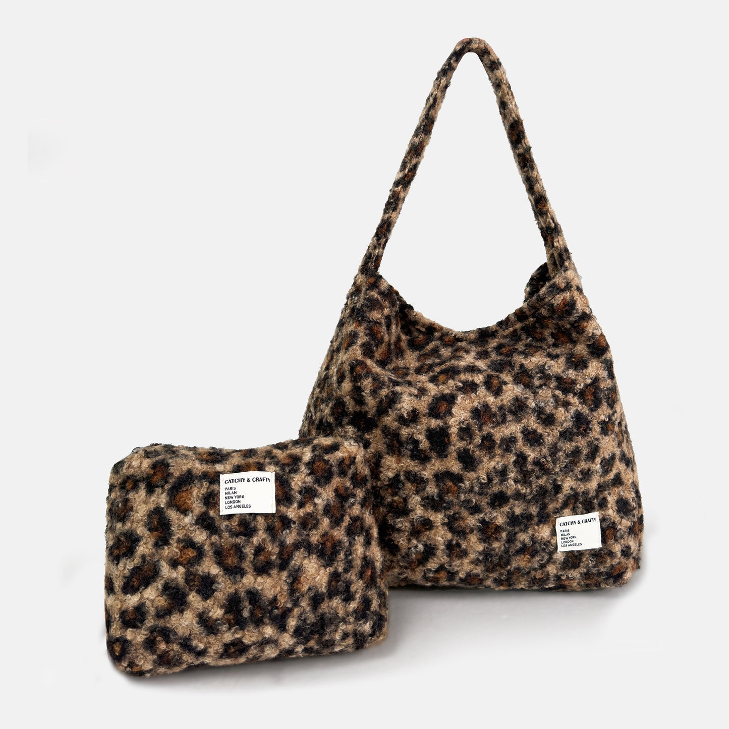 Bolso bohemio de peluche - Leopardo