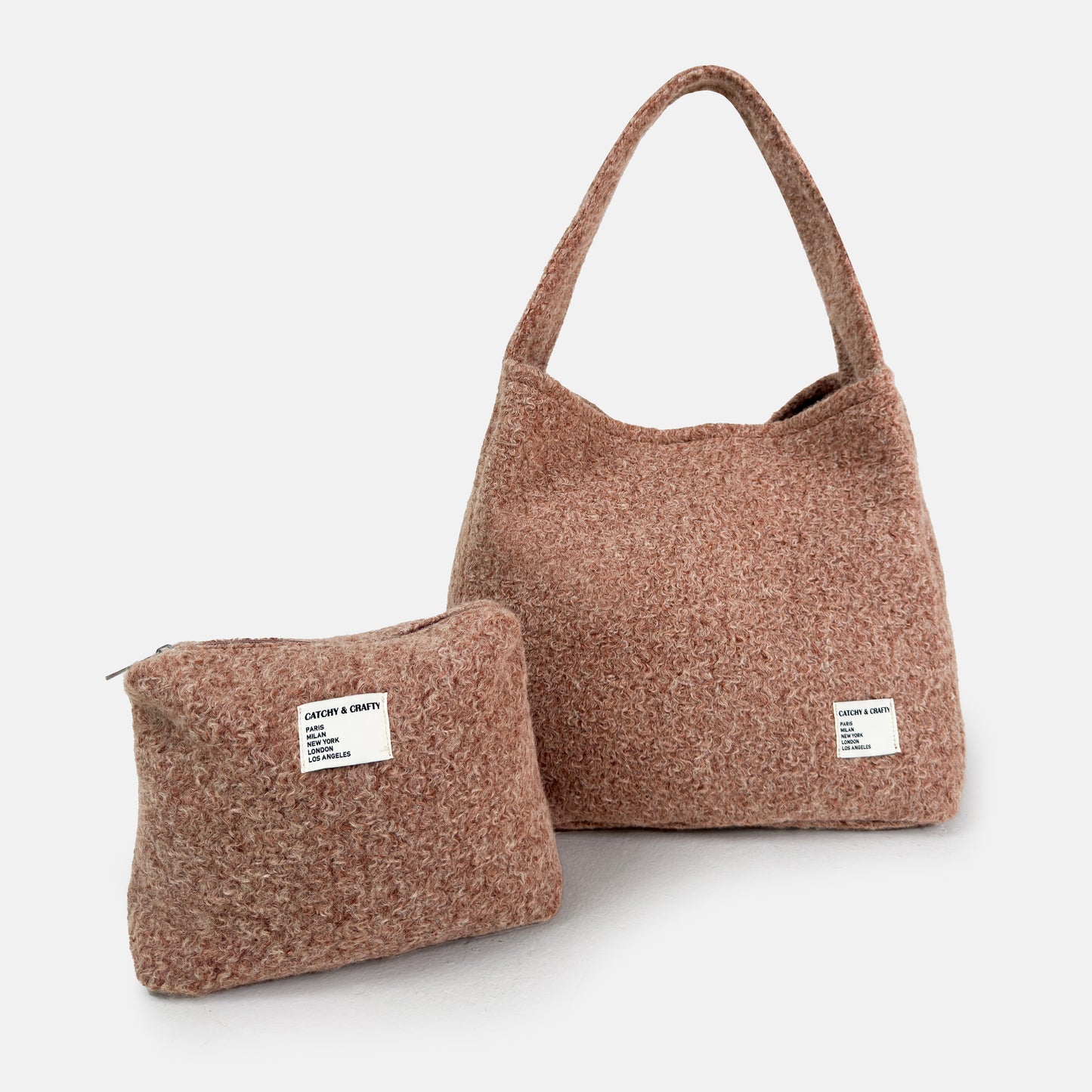 Sac Boho en peluche - Marron violet