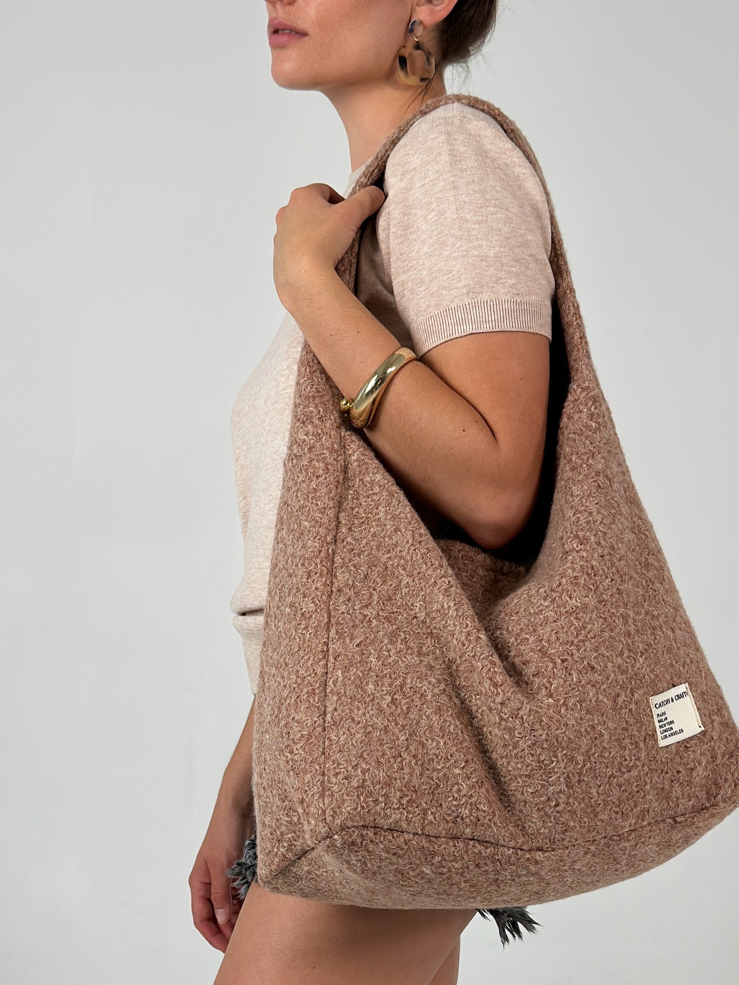 Sac Boho en peluche - Marron violet