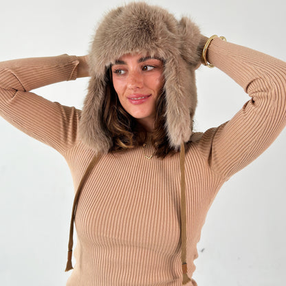 Faux Fur Trapper Hat - Teddy Bear Brown