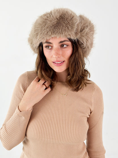 Faux Fur Trapper Hat - Teddy Bear Brown