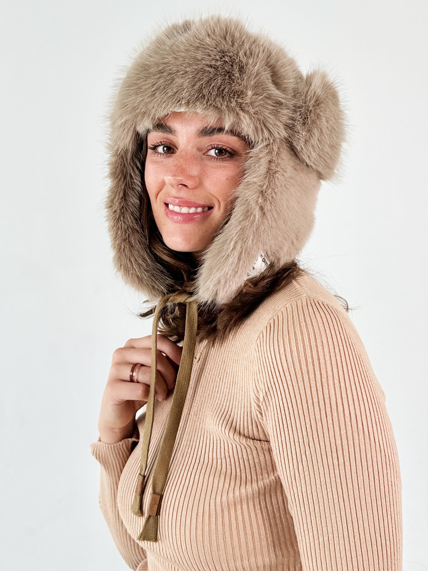 Faux Fur Trapper Hat - Teddy Bear Brown