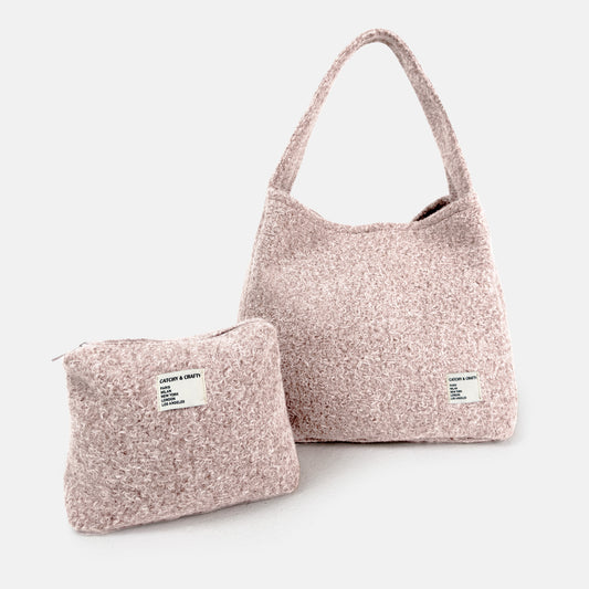 Sac Boho en peluche - Rose taupe